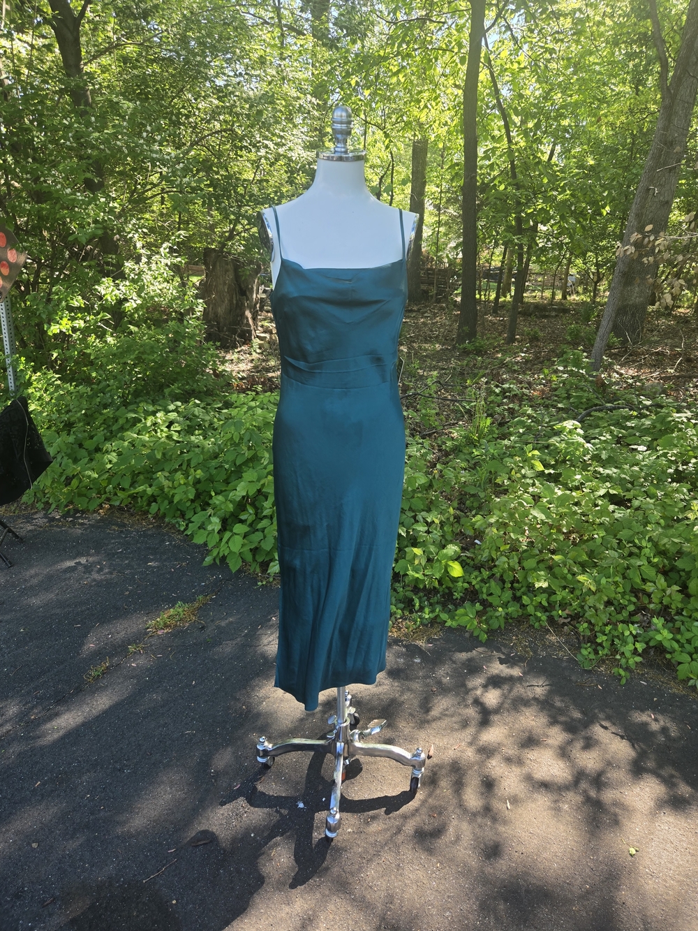 Express Teal Green Satin Midi Slip Dress